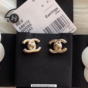 Chanel Iconic Small Gold Turnlock Earrings - Brand New
